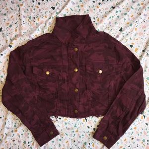 Maroon Camo Crop Jacket